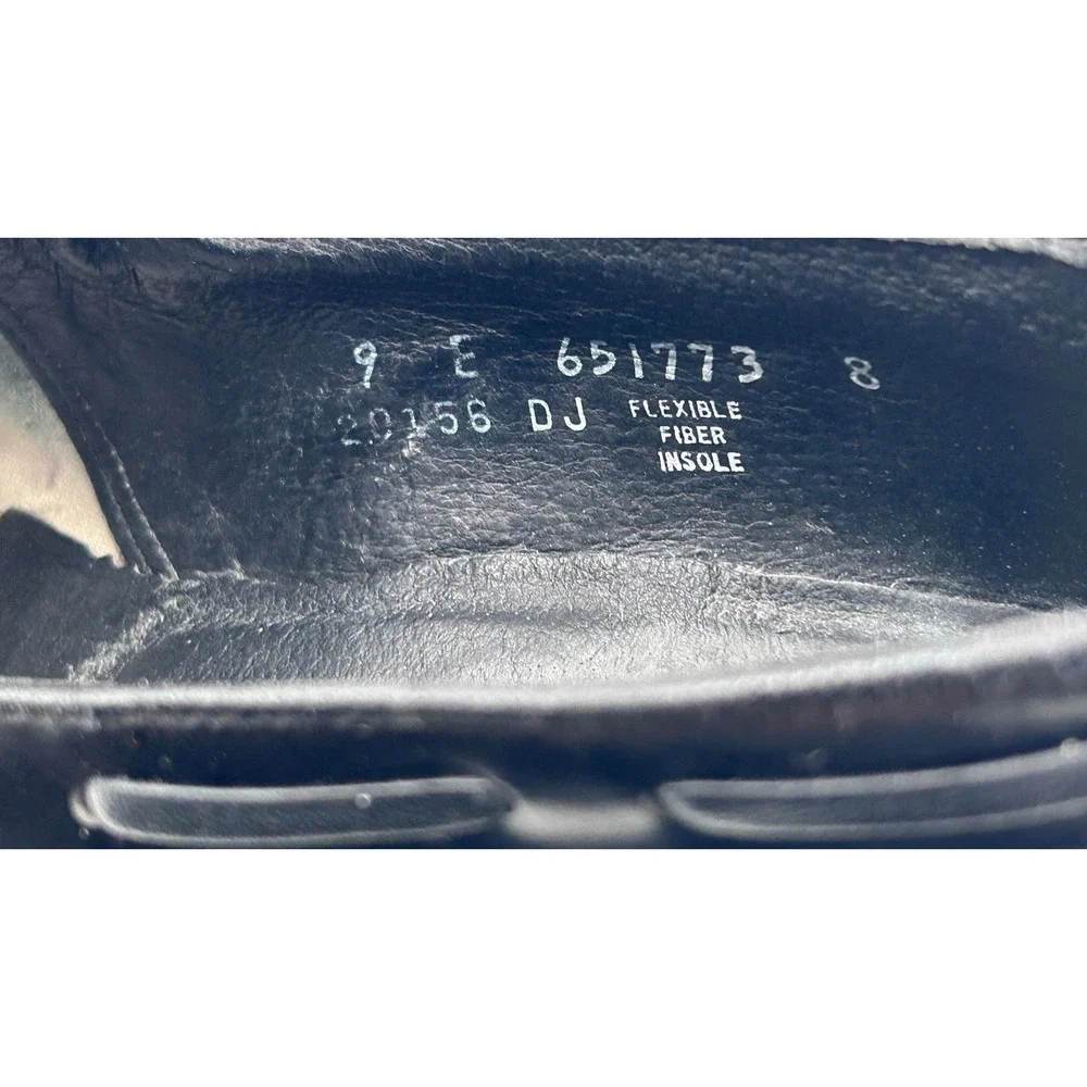 Vintage Black Leather Tassel Loafers Wingtip Slip On Dress Shoes Men's 9 E